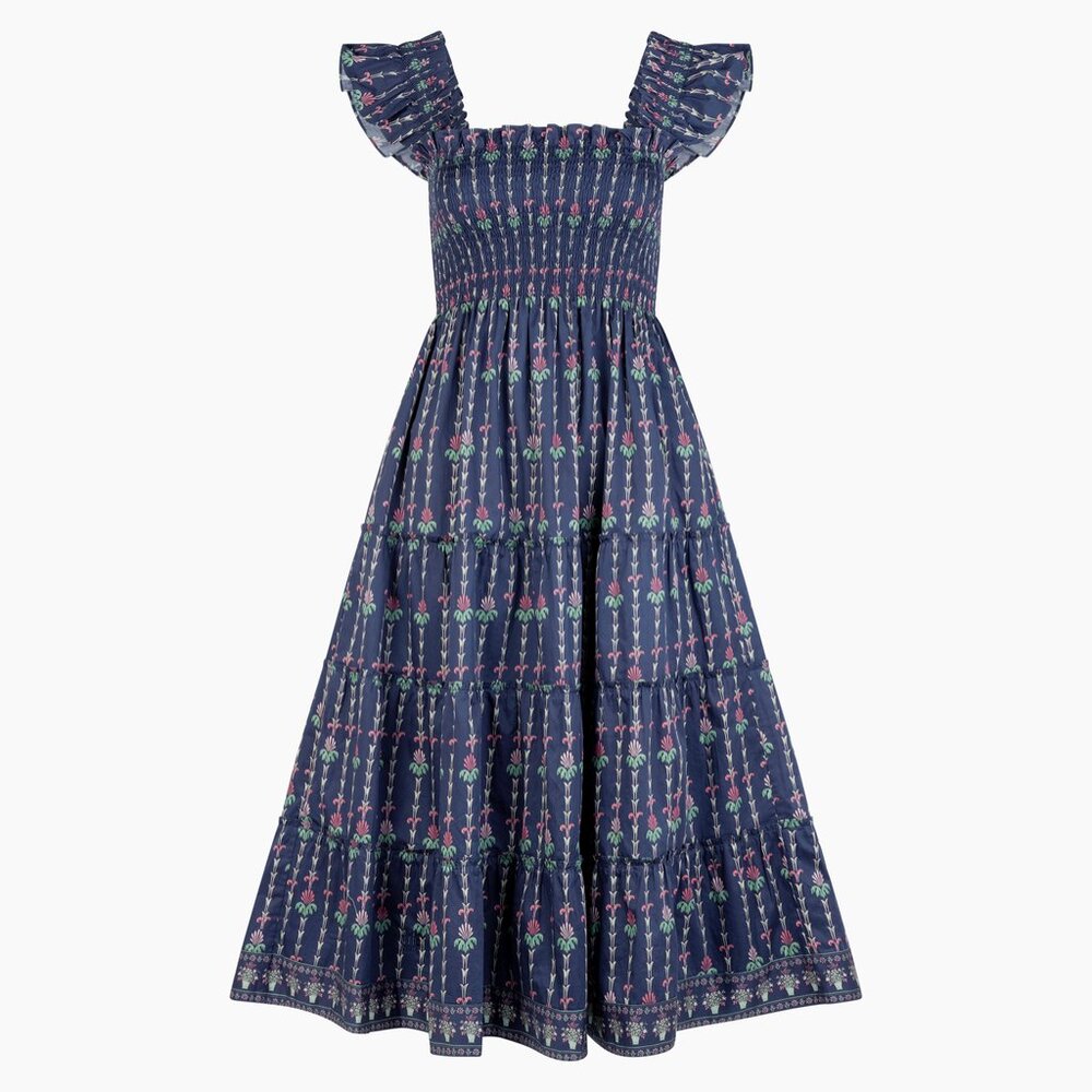 Hill House Ellie Nap Dress - Navy Trailing Fern